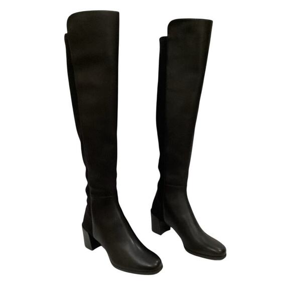 Stuart Weitzman City Block Boot Nappa Leather Over The Knee Boot In Black Size 7 - Picture 2 of 14
